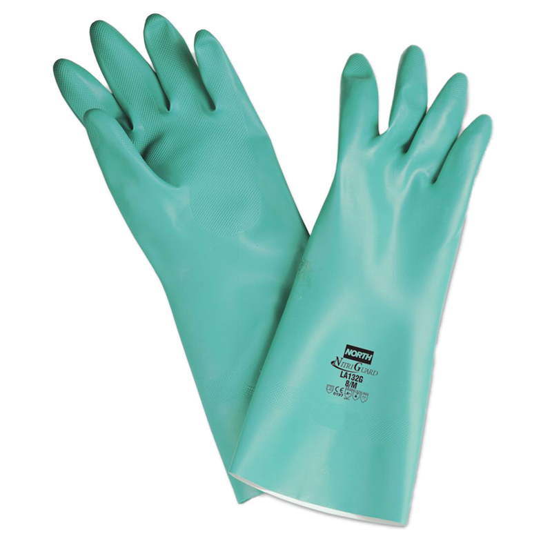 GUANTE NITRILO VERDE SIN SOPORT 15MIL ESP. 13"LONG. RF: LA132G TALLA 8