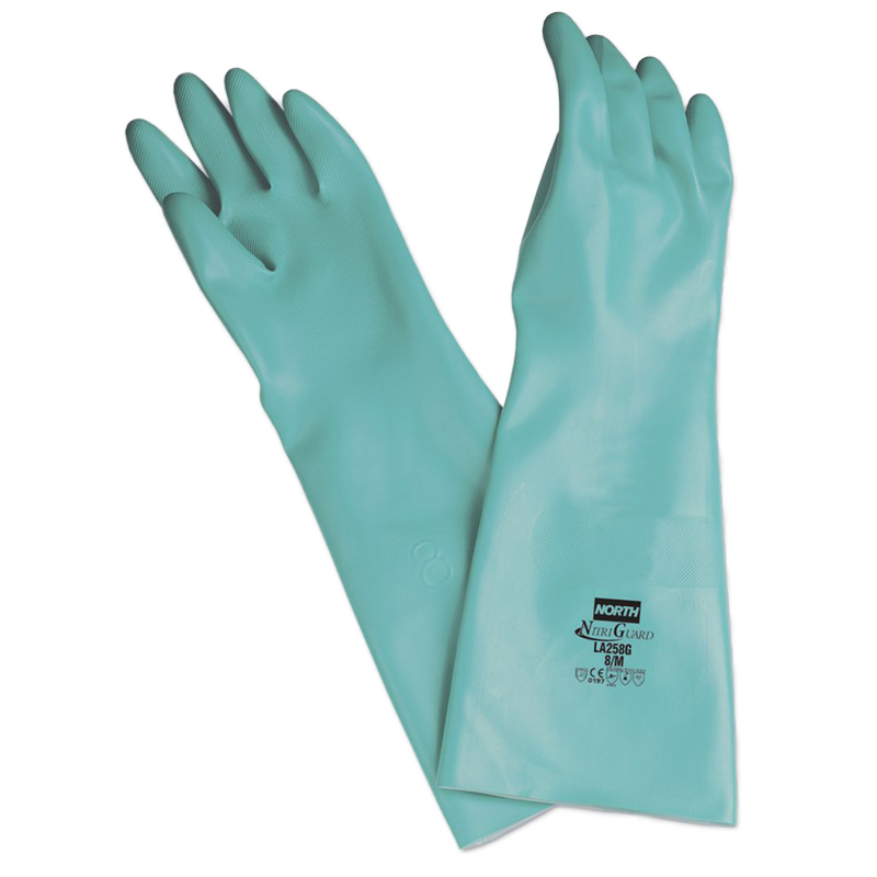 GUANTE NITRILO VERDE SIN SOPORT 25MIL ESP. 18"LONG. RF: LA258G TALLA 8