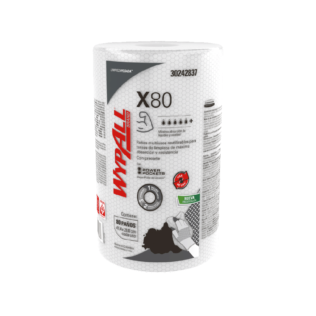 WYPALL X-80 ROLLO REGULAR X 80 HOJAS (42CM X 28CM) REF: 30163166 / 30242848