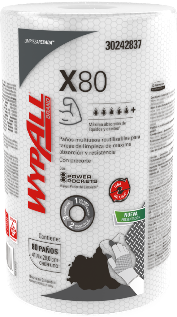 WYPALL X-80 PLUS ROLLO X 80 PAÑOS (41.5CM X 28CM) REF: 30214696 / 30242837