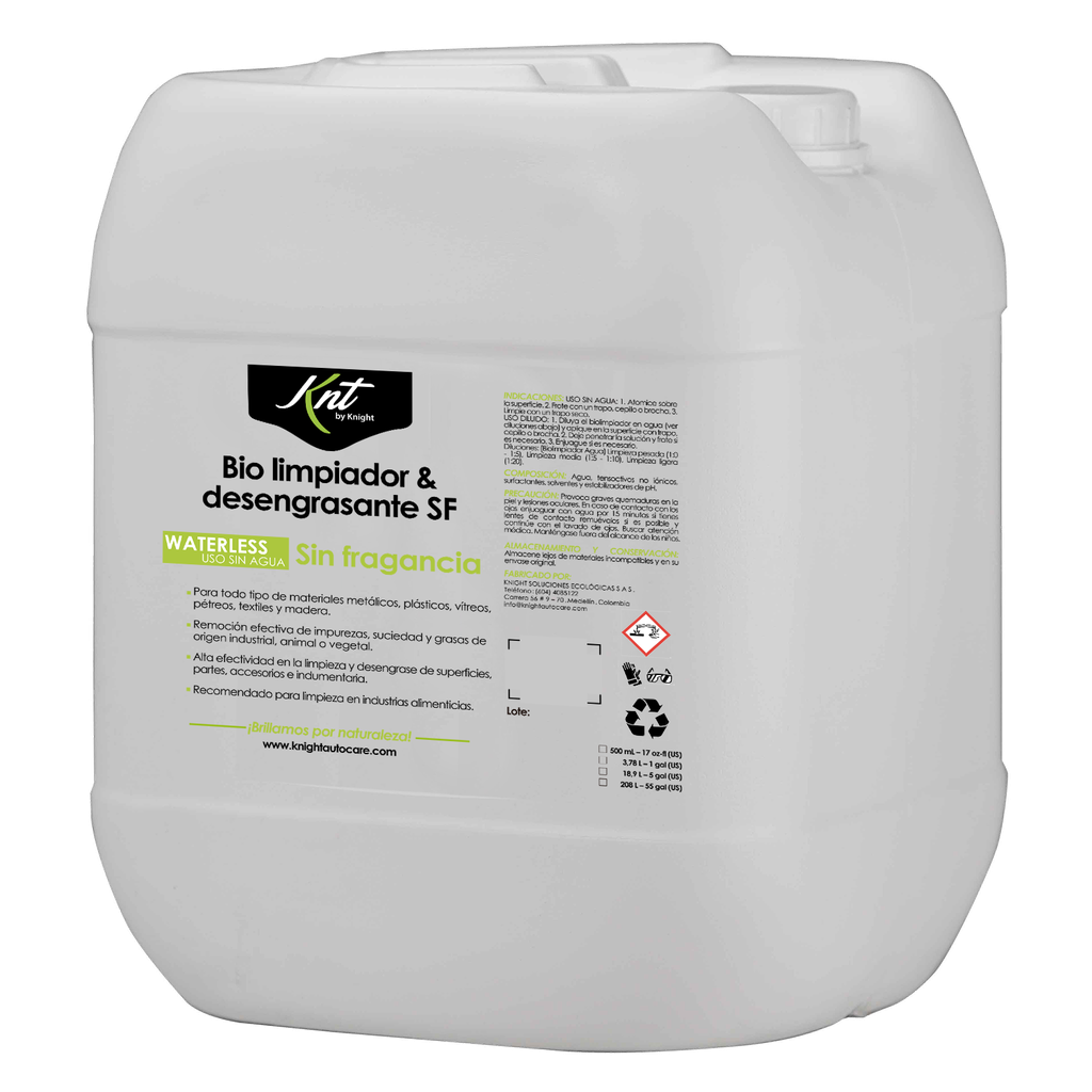 BIO LIMPIADOR Y DESENGRASANTE SF (SIN FRAGANCIA) X 18.9 LT / 5 GL KNIGHT REF: KE10L203ZSF