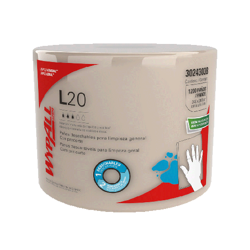 [152080005] WYPALL L-20 LIMPION PRECORTADO AIRFLEX ROLLO X 1.200 PAÑOS/300MTS (25CM X 22.5CM) REF: 30221680/30243038