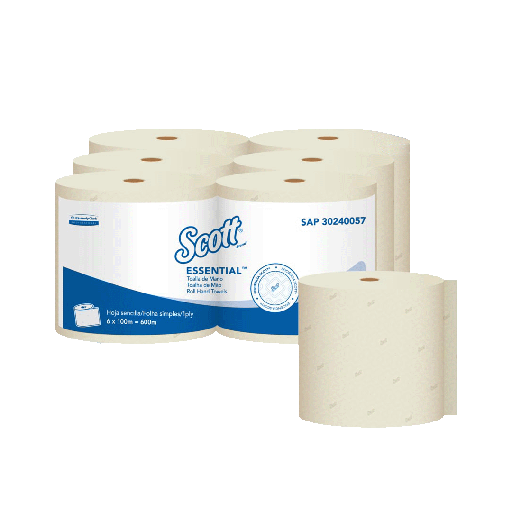 [159900364] TOALLA DE MANOS SCOTT ESSENTIAL HOJA SENCILLA NATURAL ROLLO X 100MTS (CAJA X 6 ROLLOS) REF: 30210840/30240057